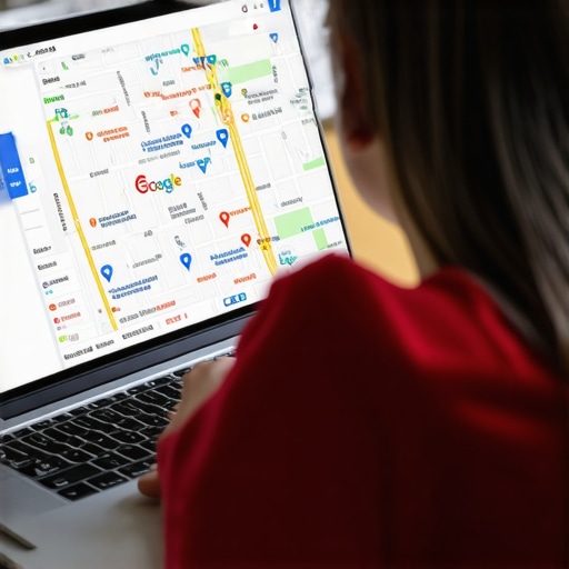 Person working on Google Maps optimization on a laptop