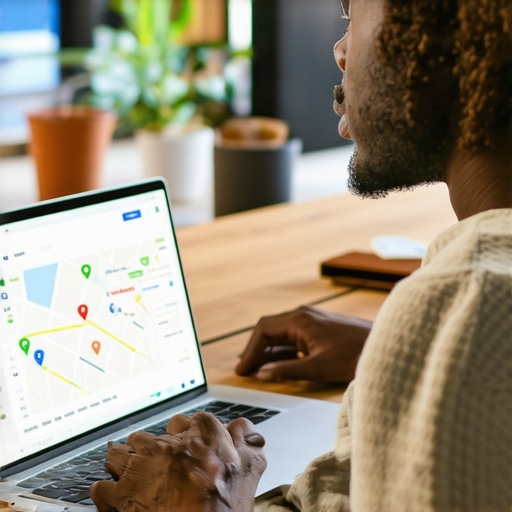 Oklahoma City Business SEO Optimization Business owner working on local SEO strategies using Google My Business and maps.