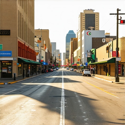 Oklahoma City street with local businesses and Google Maps overlay