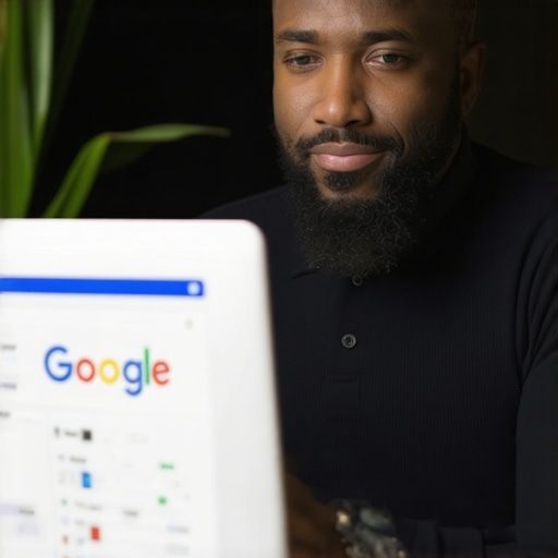 Business owner working on Google My Business profile in Oklahoma City office