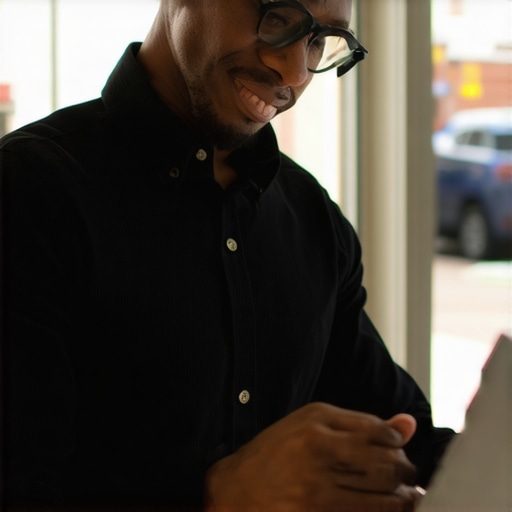 Business owner optimizing Google My Business profile in Oklahoma City showing local SEO strategy