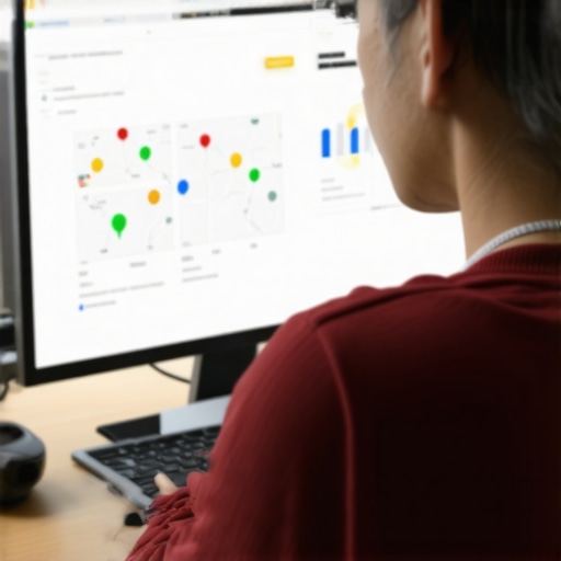 Monitoring Local SEO Tools Person analyzing local SEO performance metrics on a computer