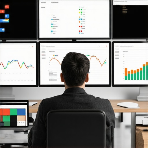 Person analyzing Google Maps ranking data and reviews on computer screens for ongoing SEO maintenance.