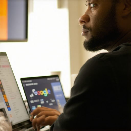 Business owner editing Google My Business listing on laptop in Oklahoma City
