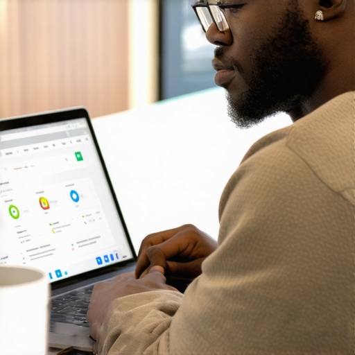 Oklahoma business owner updating GMB profile on laptop