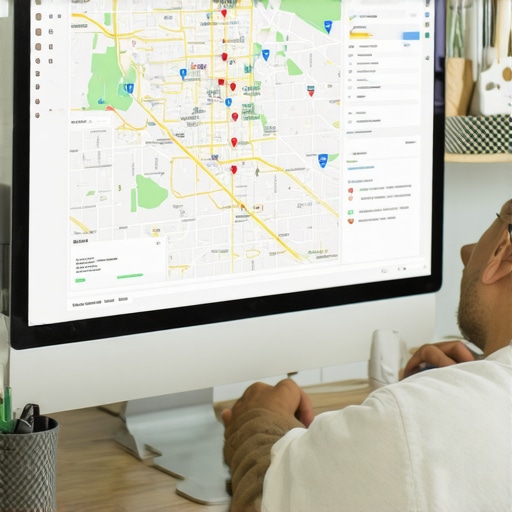 Person reviewing SEO analytics and Oklahoma city map on screen