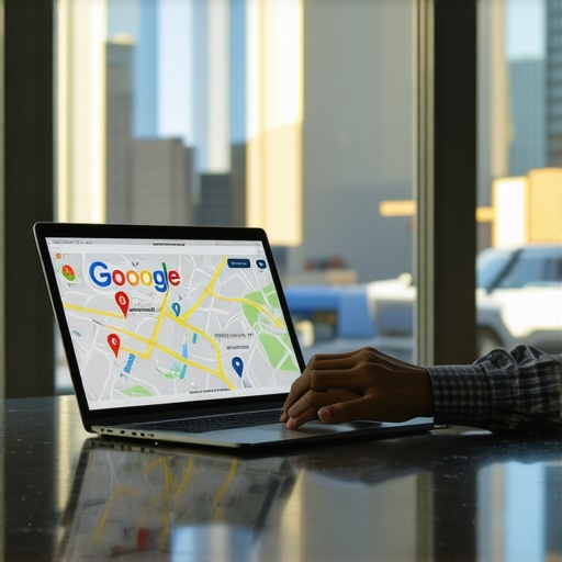 Business owner managing Google Maps profile with SEO tools in Oklahoma City