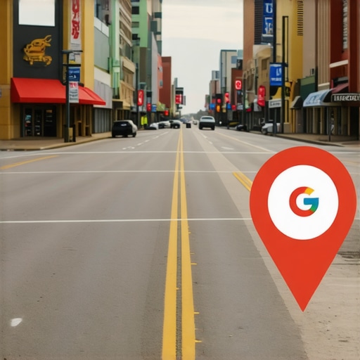 Street view of Oklahoma City businesses with Google Maps marker