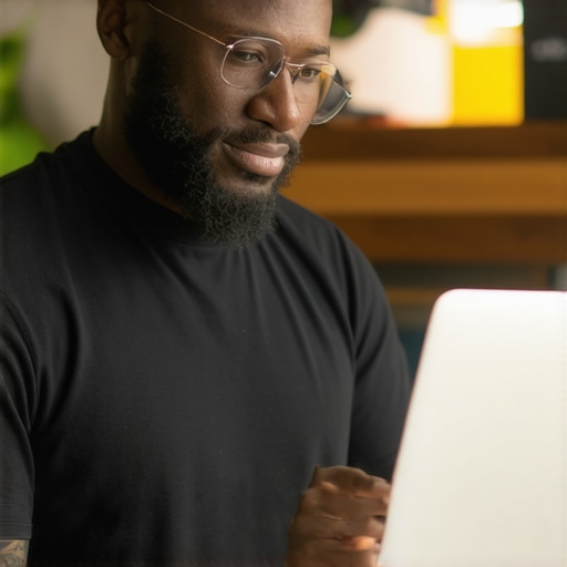 Oklahoma business owner setting up Google My Business profile on laptop