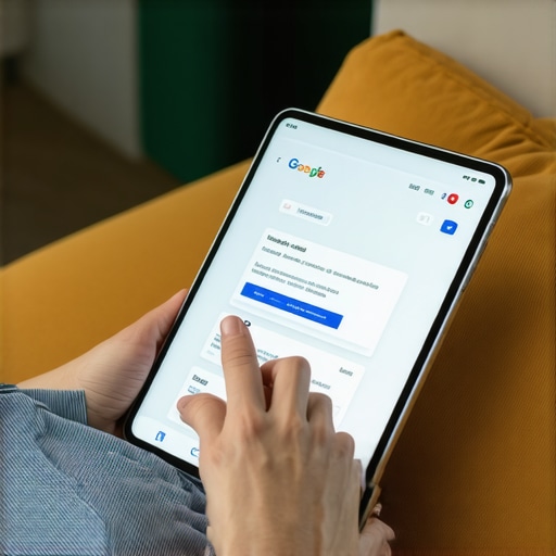 Business owner updating Google My Business profile on a tablet for local SEO in Oklahoma City.