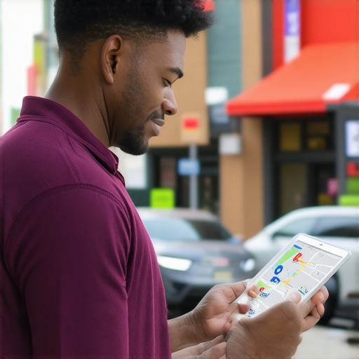 Business owner optimizing Google My Business profile on tablet