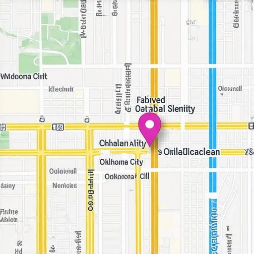Illustration of local entities connected around a business location in Oklahoma City