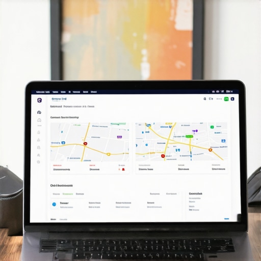 Computer screen showing local SEO analytics with Oklahoma City map in background