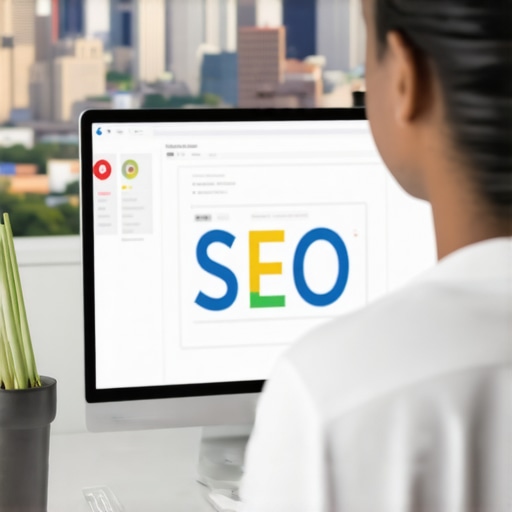 Person analyzing local SEO data with Oklahoma City skyline in background